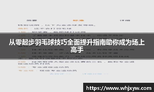 从零起步羽毛球技巧全面提升指南助你成为场上高手